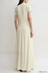 Minimalist A Line Round Neck Short Sleeve Work Dress