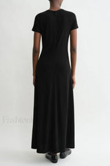 Minimalist A Line Round Neck Short Sleeve Work Dress