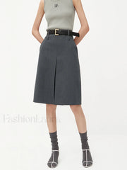 Minimlism Unbelted Graceful Midi Skirt Skirts