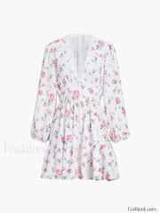 Multi Floral Lace Trendy Trim Short Dress Dresses