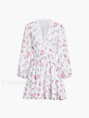 Multi Floral Lace Trendy Trim Short Dress Dresses