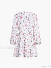 Multi Floral Lace Trendy Trim Short Dress Dresses