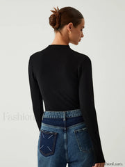 New Era Halter Cutout Modern Long Sleeve Knit Top Sweaters L