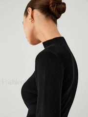 New Era Halter Cutout Modern Long Sleeve Knit Top Sweaters L