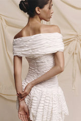 Off Shoulder Backless Bodycon Solid Mini Dress