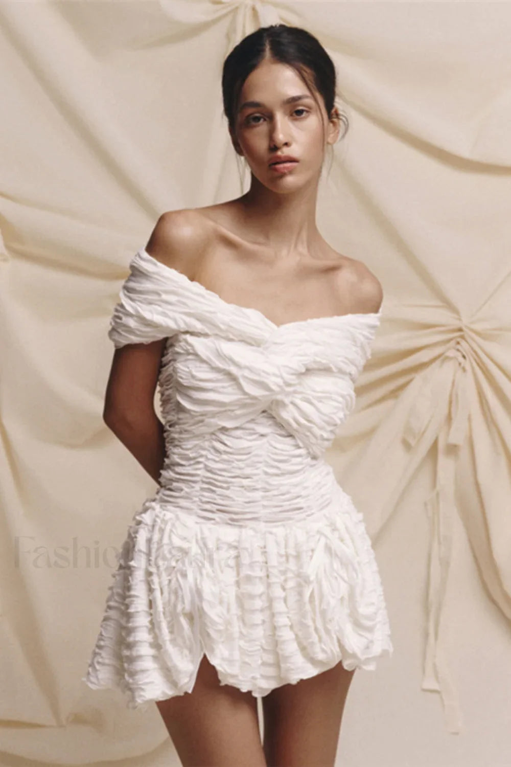 Off Shoulder Backless Bodycon Solid Mini Dress