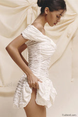 Off Shoulder Backless Bodycon Solid Mini Dress