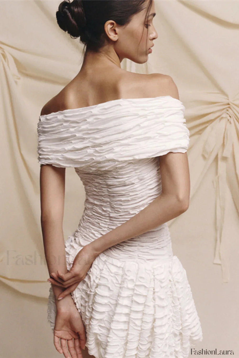 Off Shoulder Backless Bodycon Solid Mini Dress