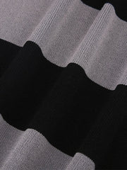 Off Shoulder Long Sleeve Striped Knit Mini Dress Mini Dresses