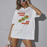 Olive You Y2k Funny Olive Lover T Shirt WHITE / S