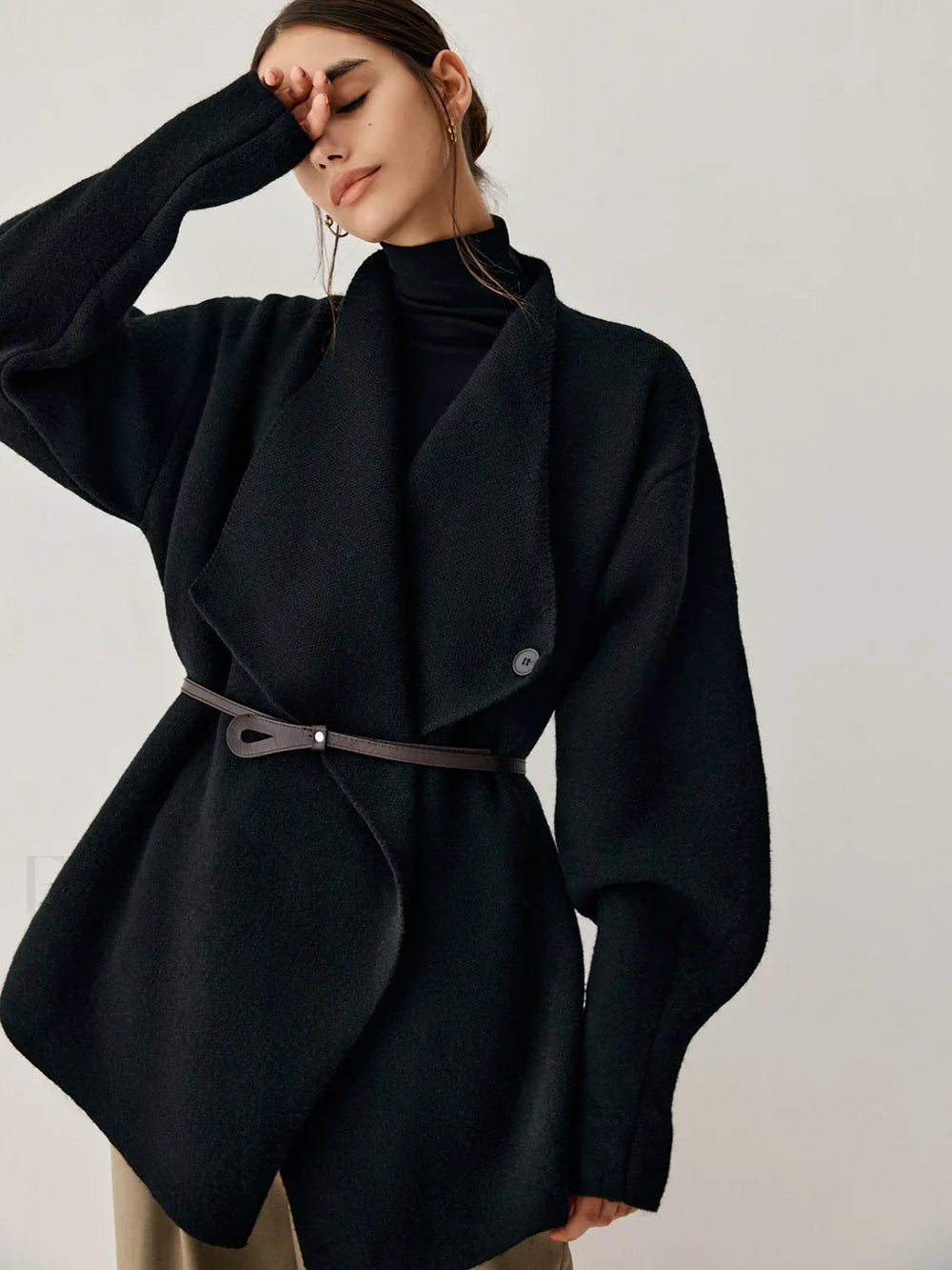 Open Collar Graceful Kimono Cardigan Black / XS Sweaters L