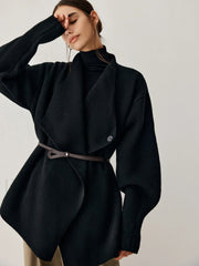 Open Collar Graceful Kimono Cardigan Black / XS Sweaters L