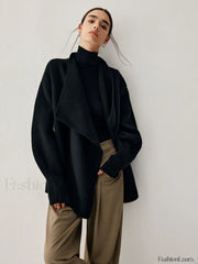 Open Collar Graceful Kimono Cardigan Sweaters L