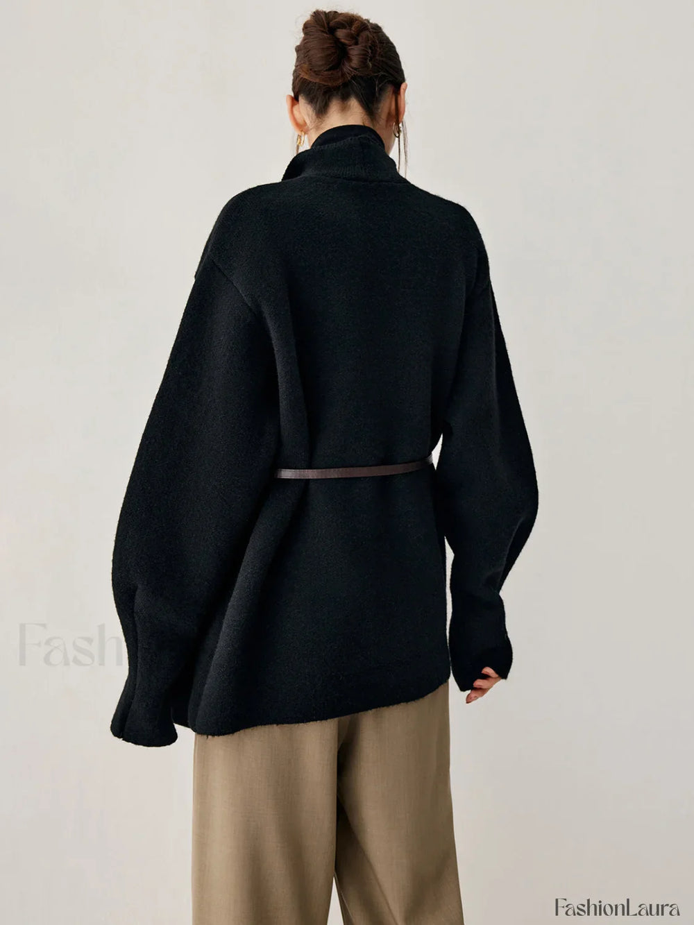 Open Collar Graceful Kimono Cardigan Sweaters L