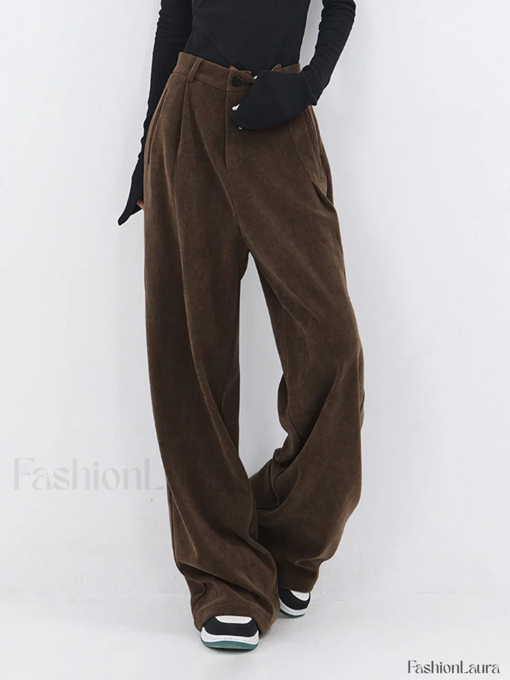 Oversized Corduroy Pleated Trendy Wide Leg Pants Pants