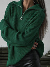 Oversized Utility Graceful Zippered Sweater Dark Green / S Sweaters L