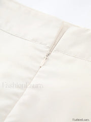 Patchwork Asymmetrical Pleated Trendy Buttoned Midi Skirt Skirts