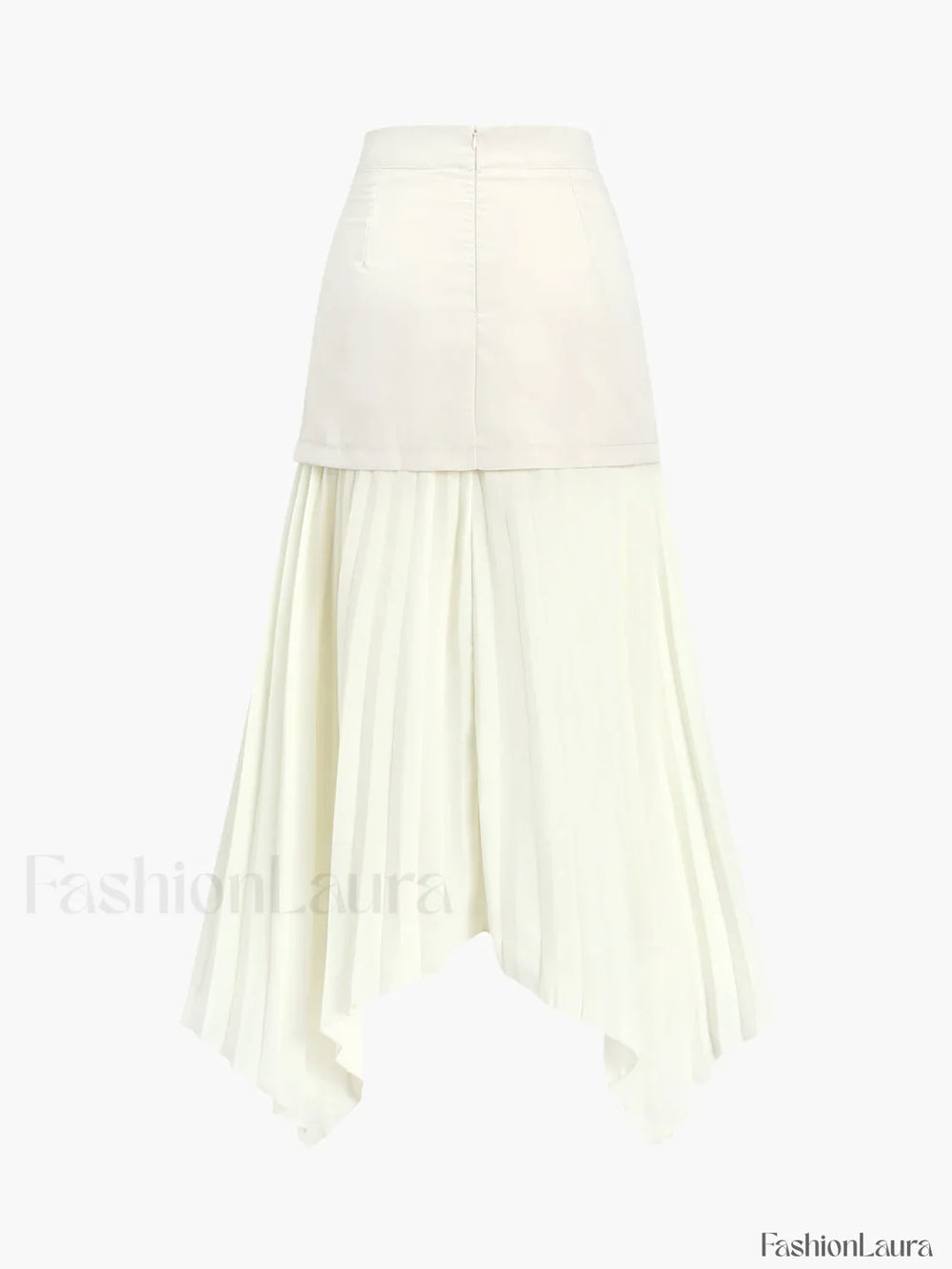 Patchwork Asymmetrical Pleated Trendy Buttoned Midi Skirt Skirts