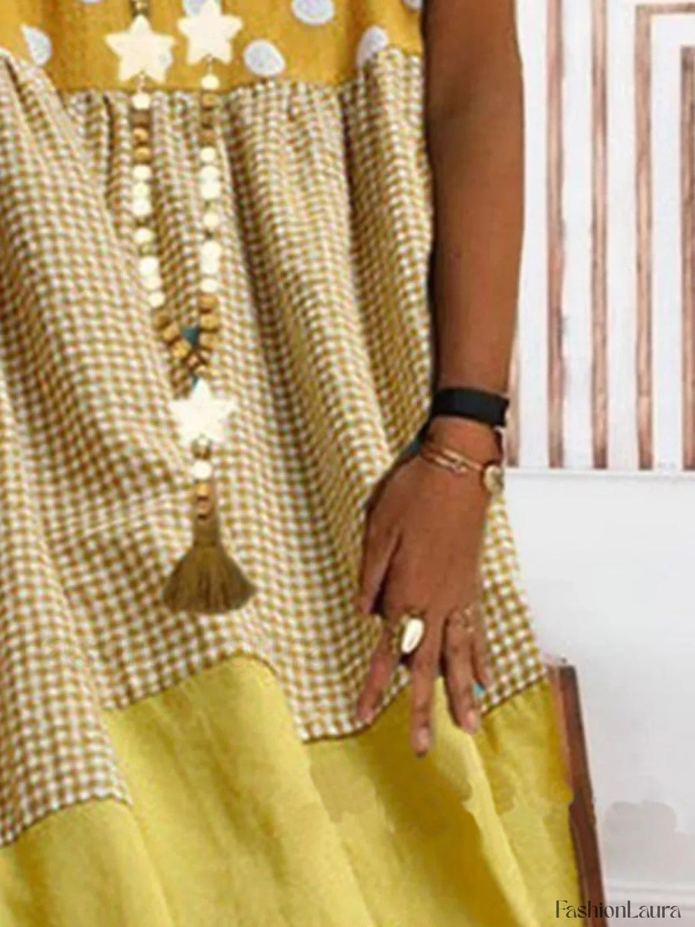 Patchwork Checkered Print Midi Dress Midi Dresses