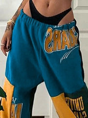 Patchwork Letter Jogger Pants Sweatpants