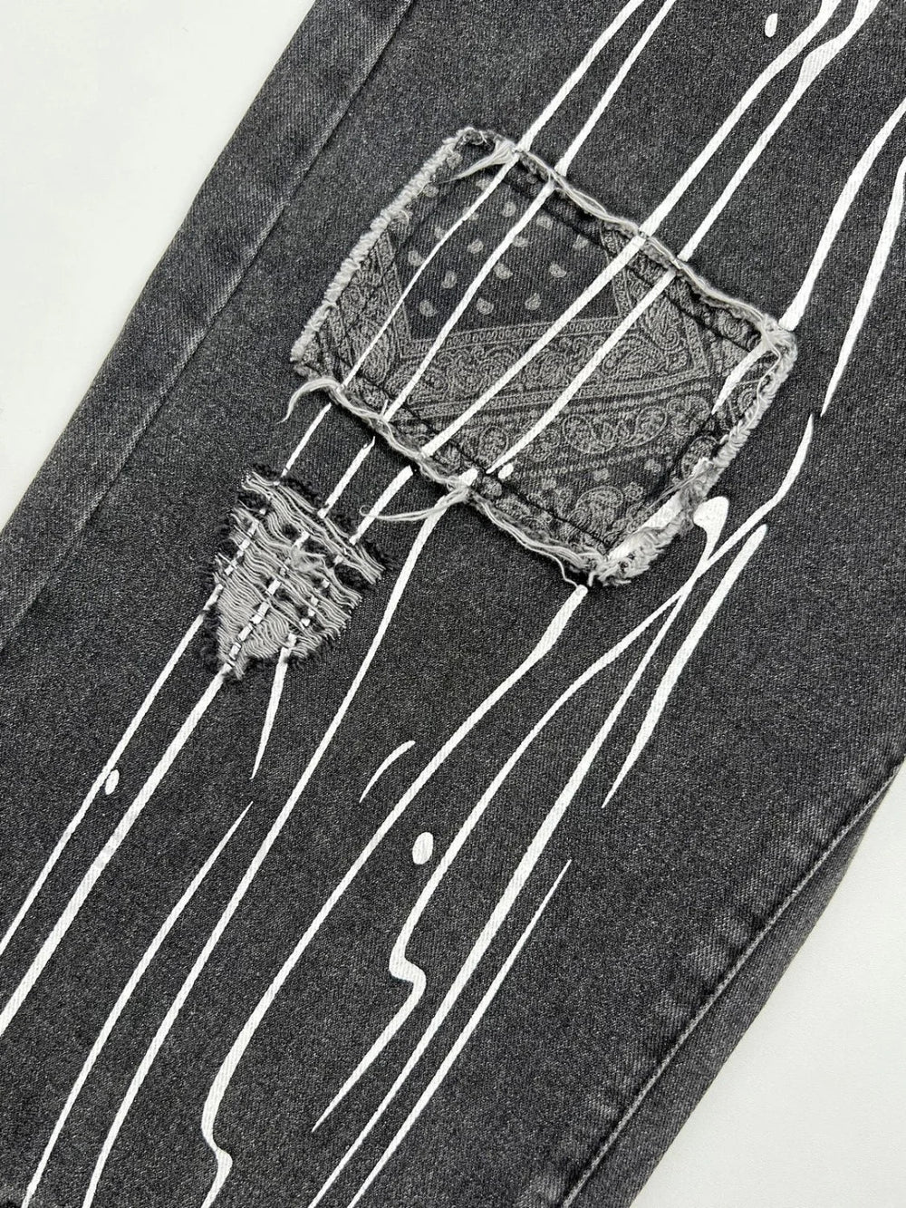 Patchwork Paisley Print Boyfriend Jeans Boyfriend Jeans