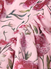 Patchwork Ruffle Bardot Floral Mini Dress Mini Dresses