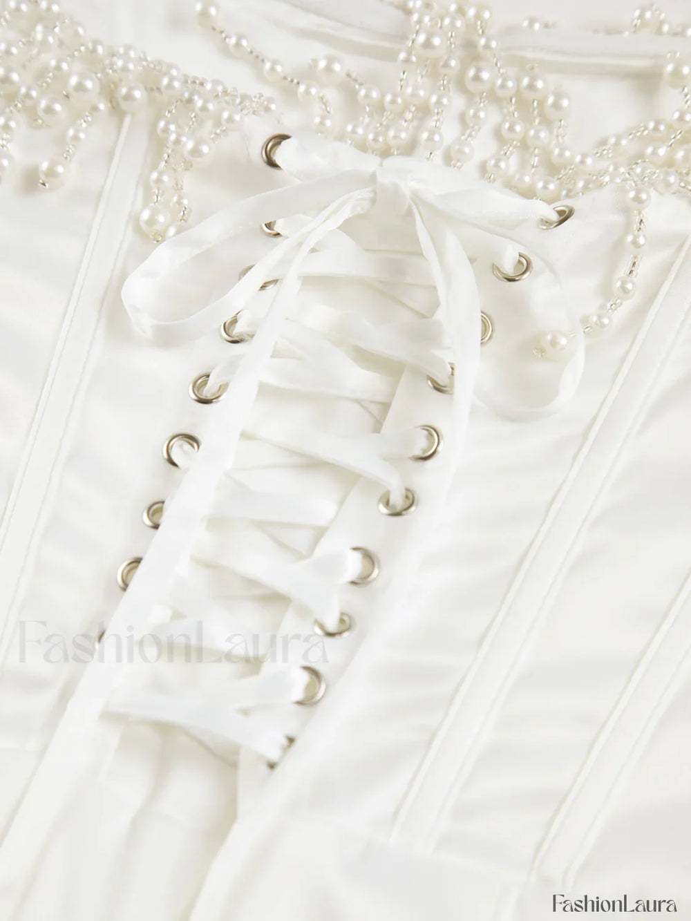 Pearl Decor Graceful Strapless Midi Dress Dresses