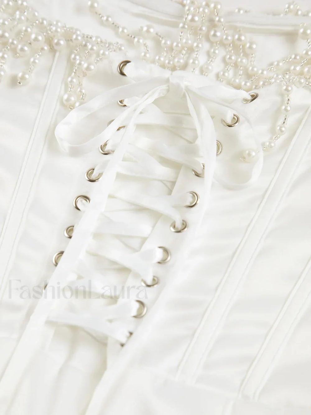 Pearl Decor Graceful Strapless Midi Dress Dresses