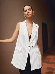 Pinstripe Cotton Graceful Blends Vest Vests