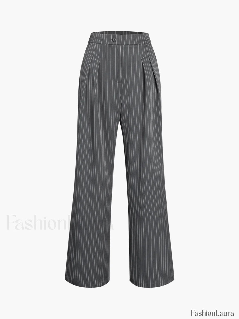 Pinstripe Pleated Wide Trendy Leg Dress Pants Grey / XS Pants