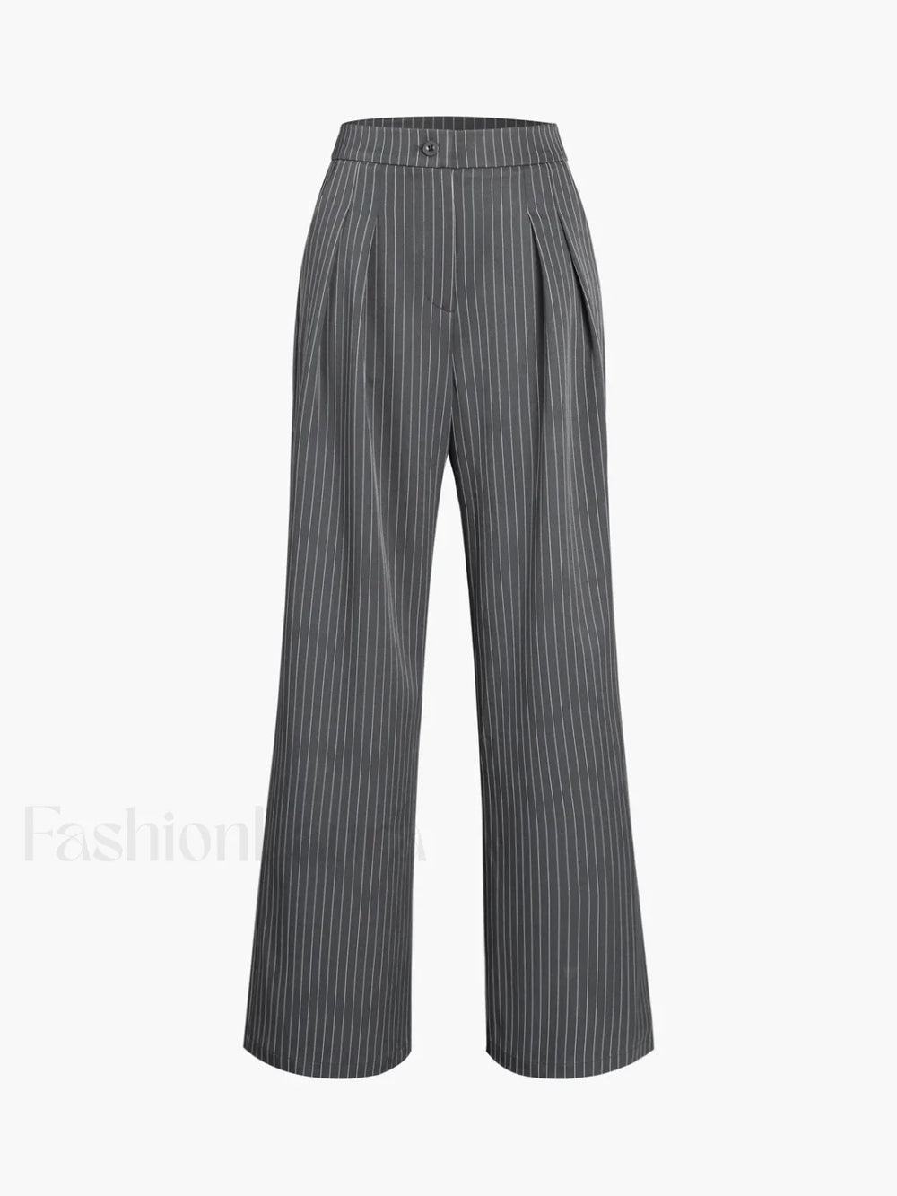 Pinstripe Pleated Wide Trendy Leg Dress Pants Grey / XS Pants