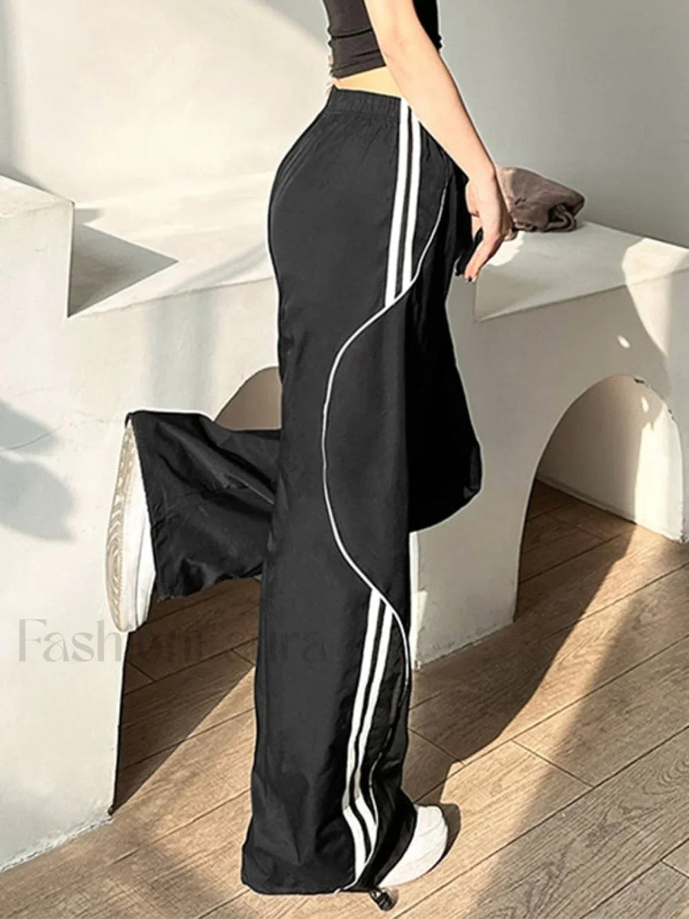Piping Side Stripe Baggy Sweatpants Wide Leg Pants