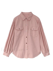 Pleated Long Sleeve Blouse Shirts