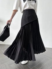 Pleated Patchwork Graceful Maxi Skirt Black / XS Skirts