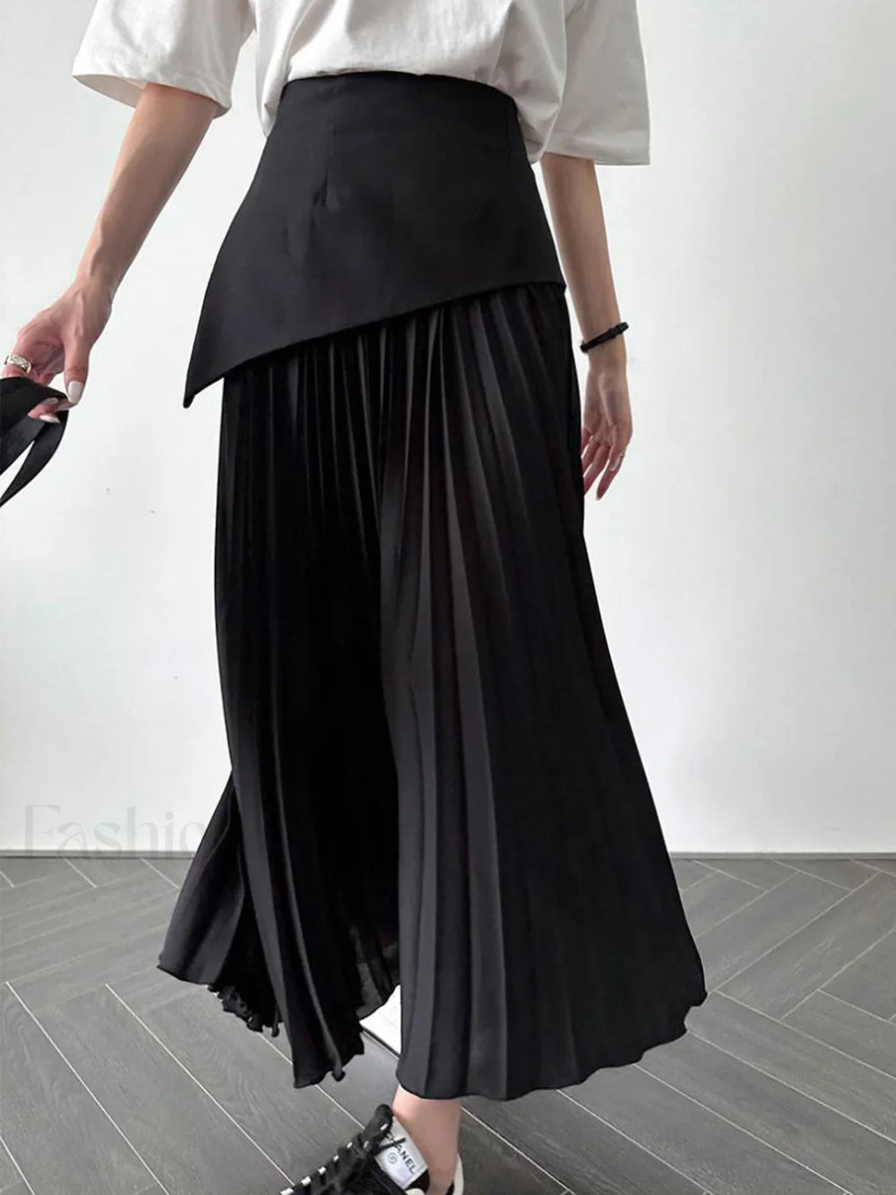 Pleated Patchwork Graceful Maxi Skirt Skirts