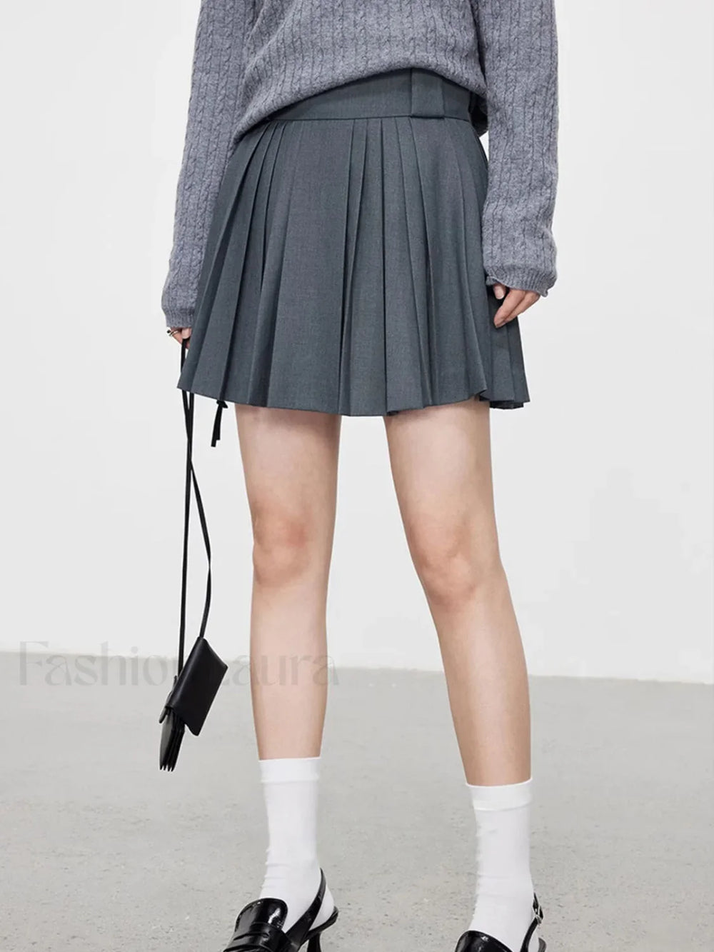Pleated Solid Graceful Mini Skirt Skirts