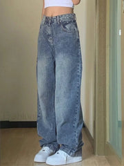 Pocket Design Blue Wash Boyfriend Jeans Boyfriend Jeans
