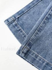 Pocket Design Blue Wash Boyfriend Jeans Boyfriend Jeans