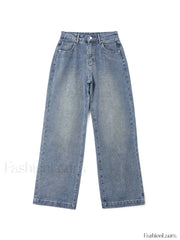 Pocket Design Blue Wash Boyfriend Jeans Boyfriend Jeans