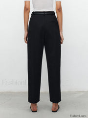 Pocket Straight Leg Trendy Pants Without Belt Pants