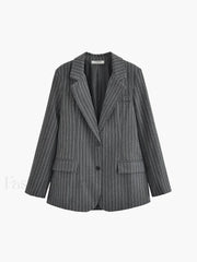 Pocket Stripe Graceful Collar Blazer Blazers