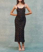 Polka Dot Backless Midi Dress
