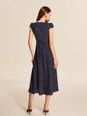 Polka Dot Lace Trim Dress Dresses
