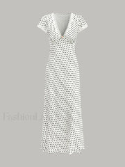 Polka Dot Lace Trim Dress White / XS Dresses