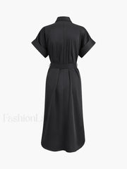 Polo Pockets Graceful Tied Midi Dress Dresses