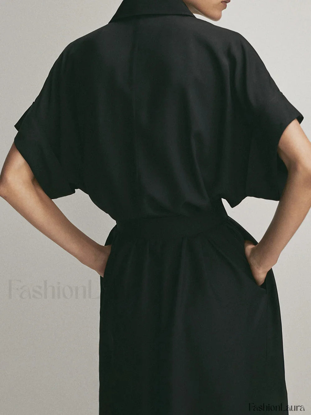 Polo Pockets Graceful Tied Midi Dress Dresses