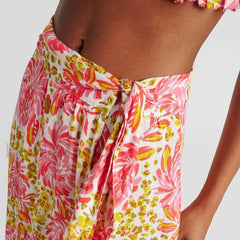 Printed Asymmetric Tie Waist Skirt