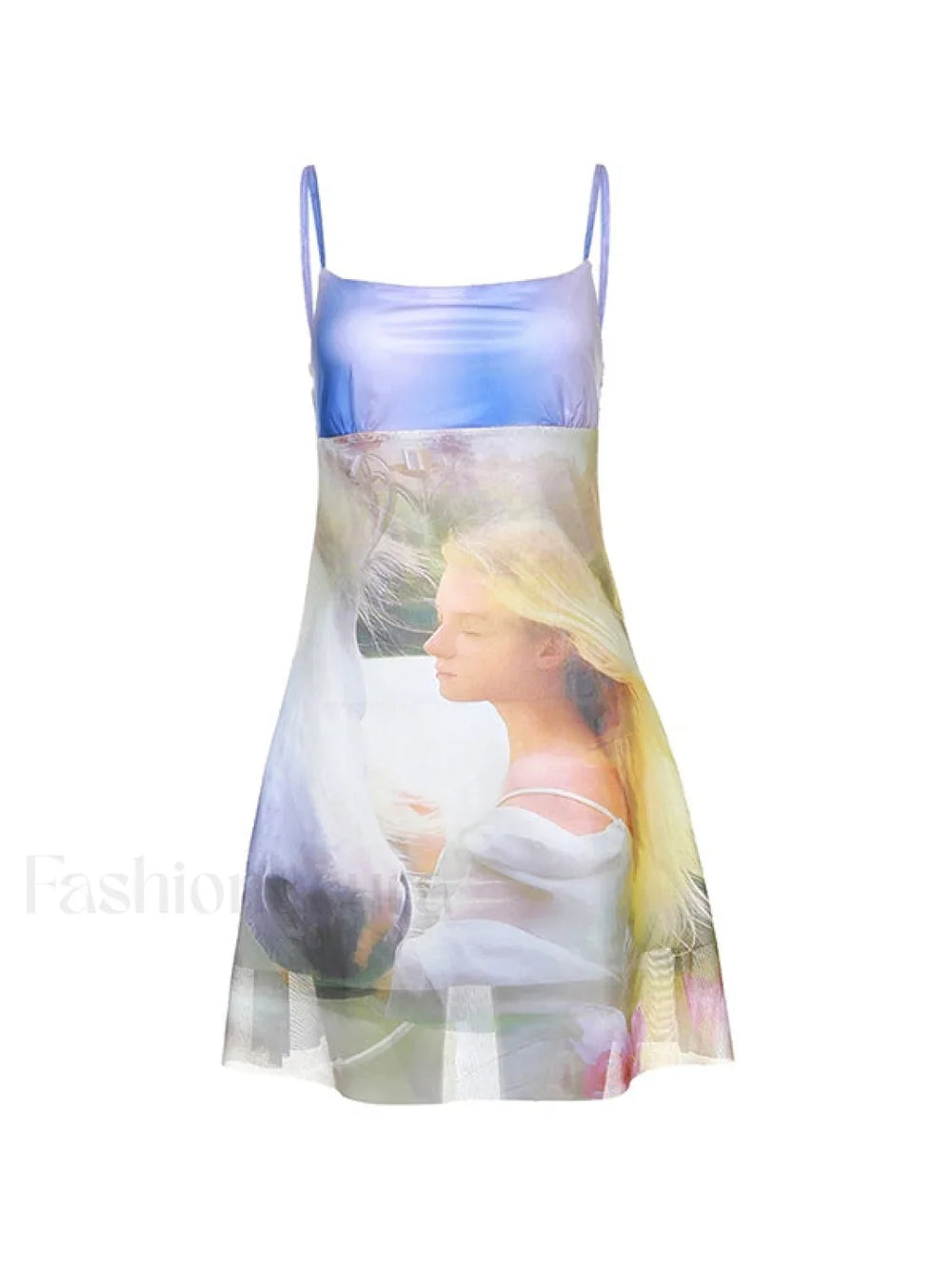 Printed Sleeveless Mesh Mini Dress Mini Dresses