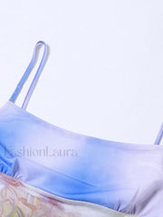 Printed Sleeveless Mesh Mini Dress Mini Dresses