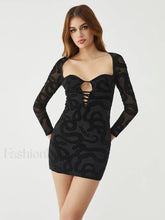 Printed Strappy Cut Trendy Out Bodycon Short Dress Black / S Dresses